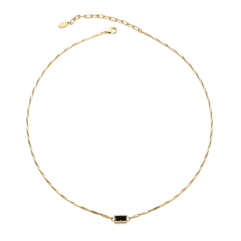 Fashion | 18K-Copper Heart-shaped Drip Oil Zircon Necklace