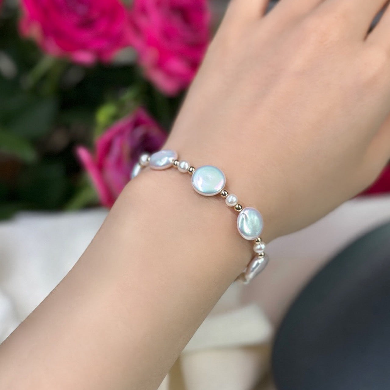 Elegant | Natural oblate Baroque pearls Bracelet