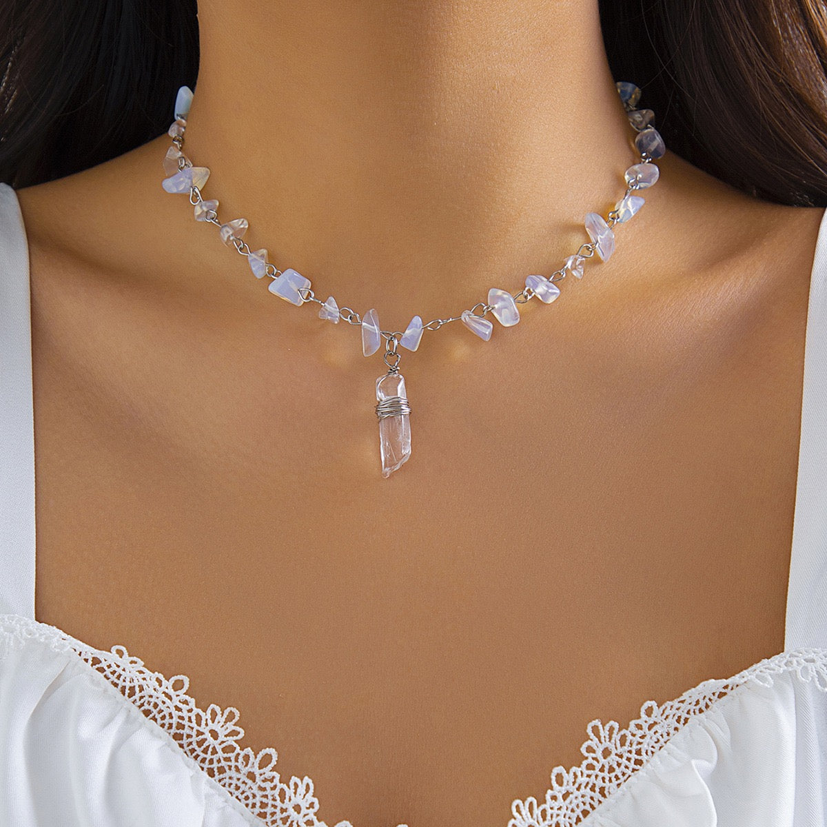 Elegant | Simple Irregular Crystal Necklaces