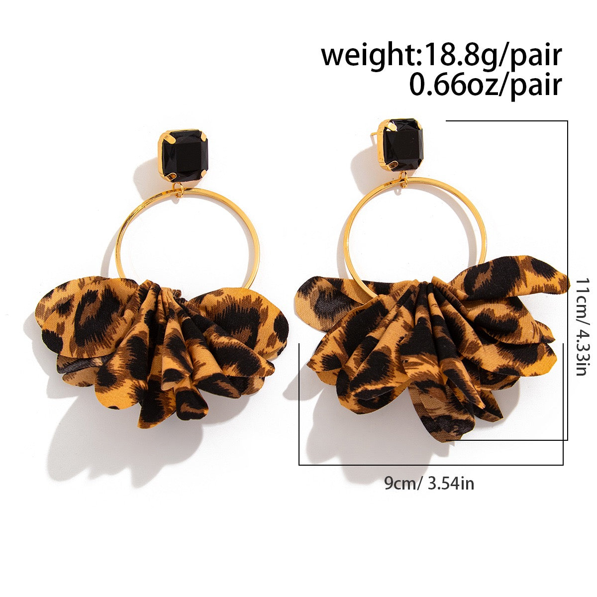 Personality | Leopard Print Fabric large Hoop Ear Loop Earrings