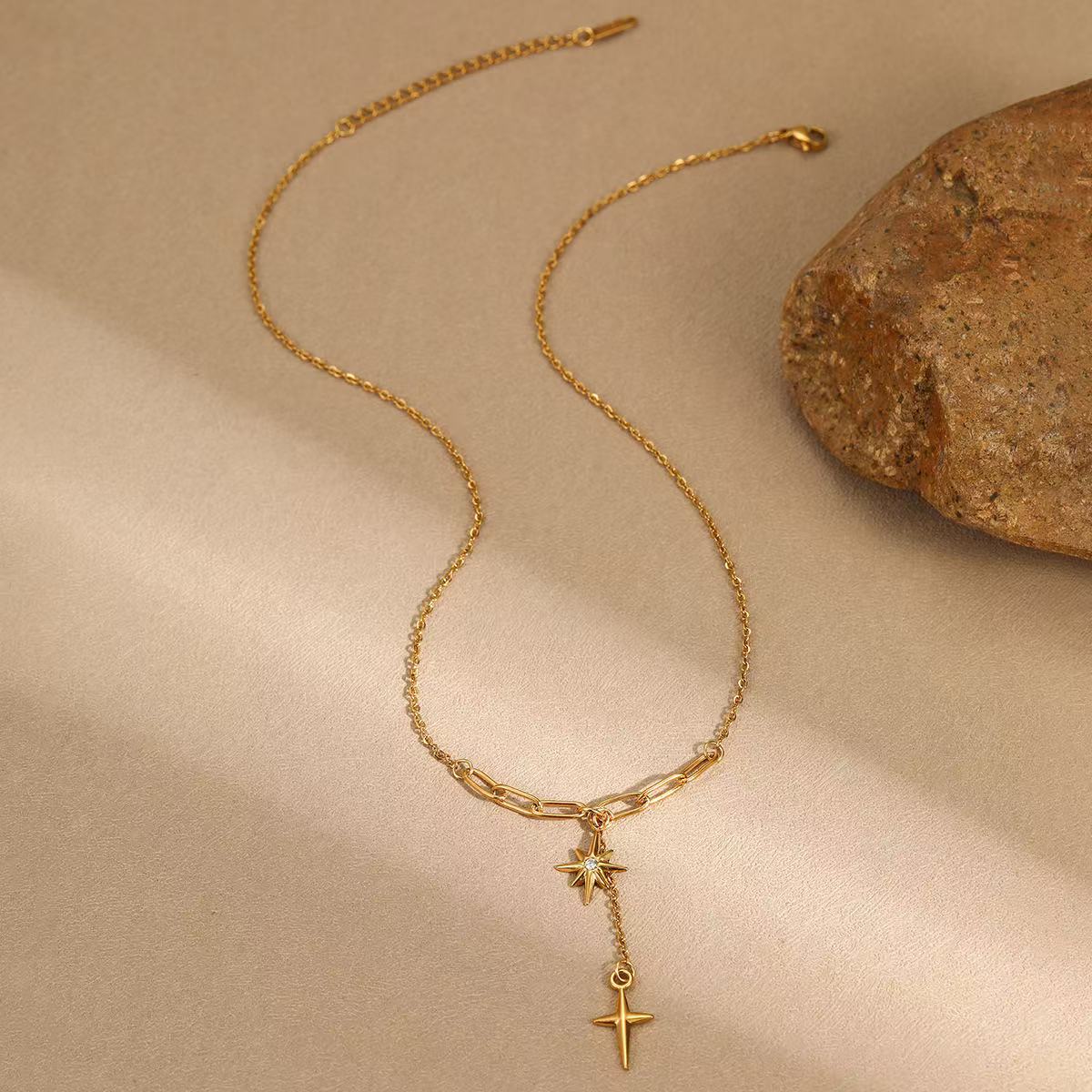 Fashion | Octagonal Star Flow Cross Pendant Necklaces
