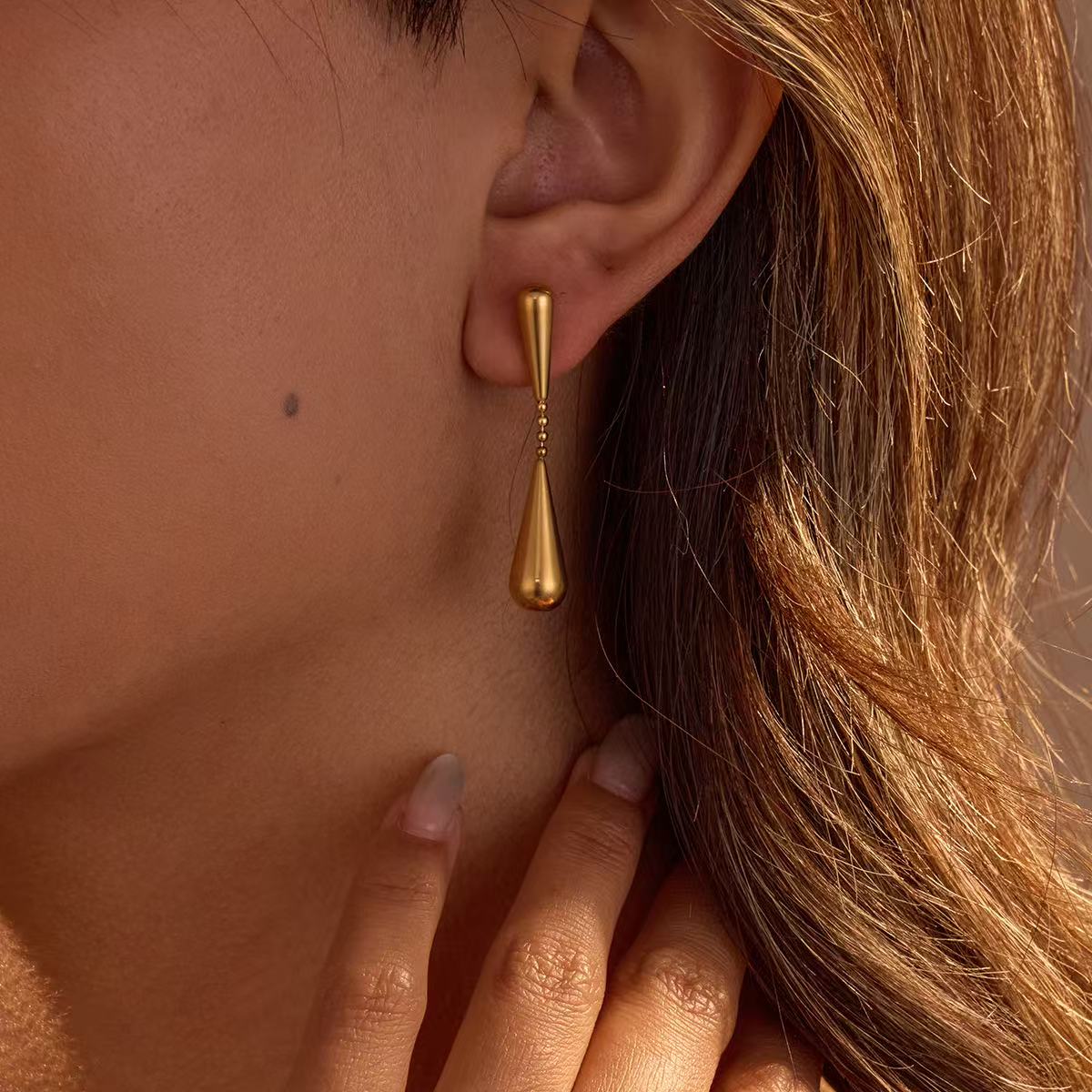 Simple | Geometric design sense of water droplets Earrings