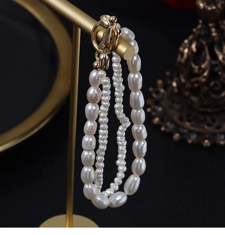 Spiral| Double-layer Natural Freshwater pearls Bracelet