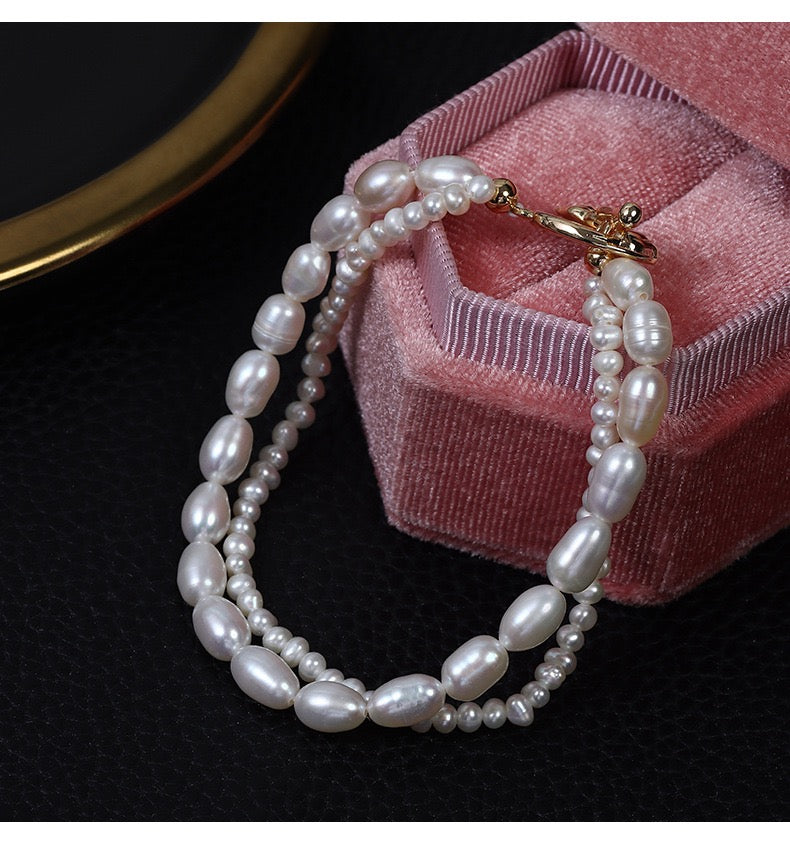 Spiral| Double-layer Natural Freshwater pearls Bracelet