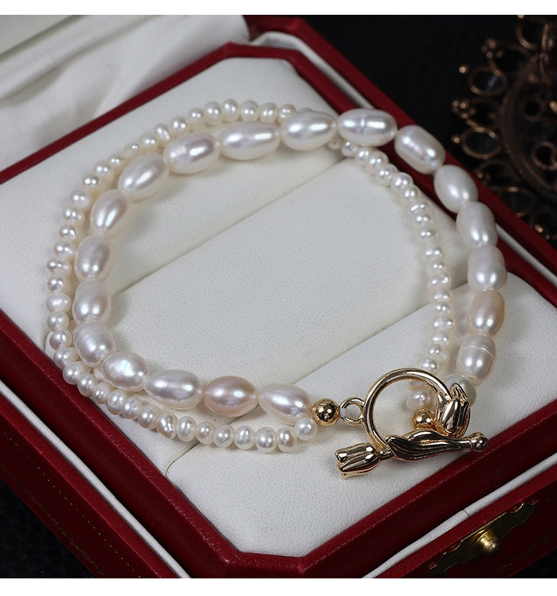 Spiral| Double-layer Natural Freshwater pearls Bracelet