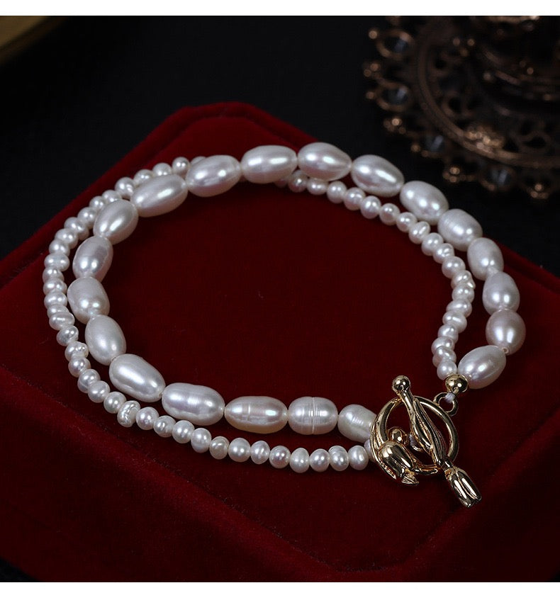 Spiral| Double-layer Natural Freshwater pearls Bracelet