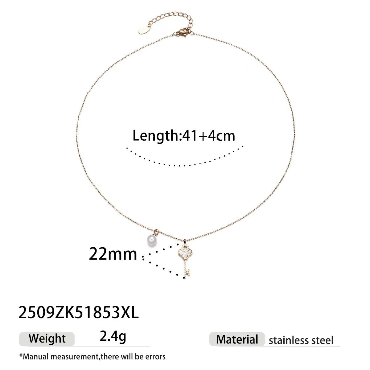 Fashion| 14K Zircon Cross key necklace Necklaces