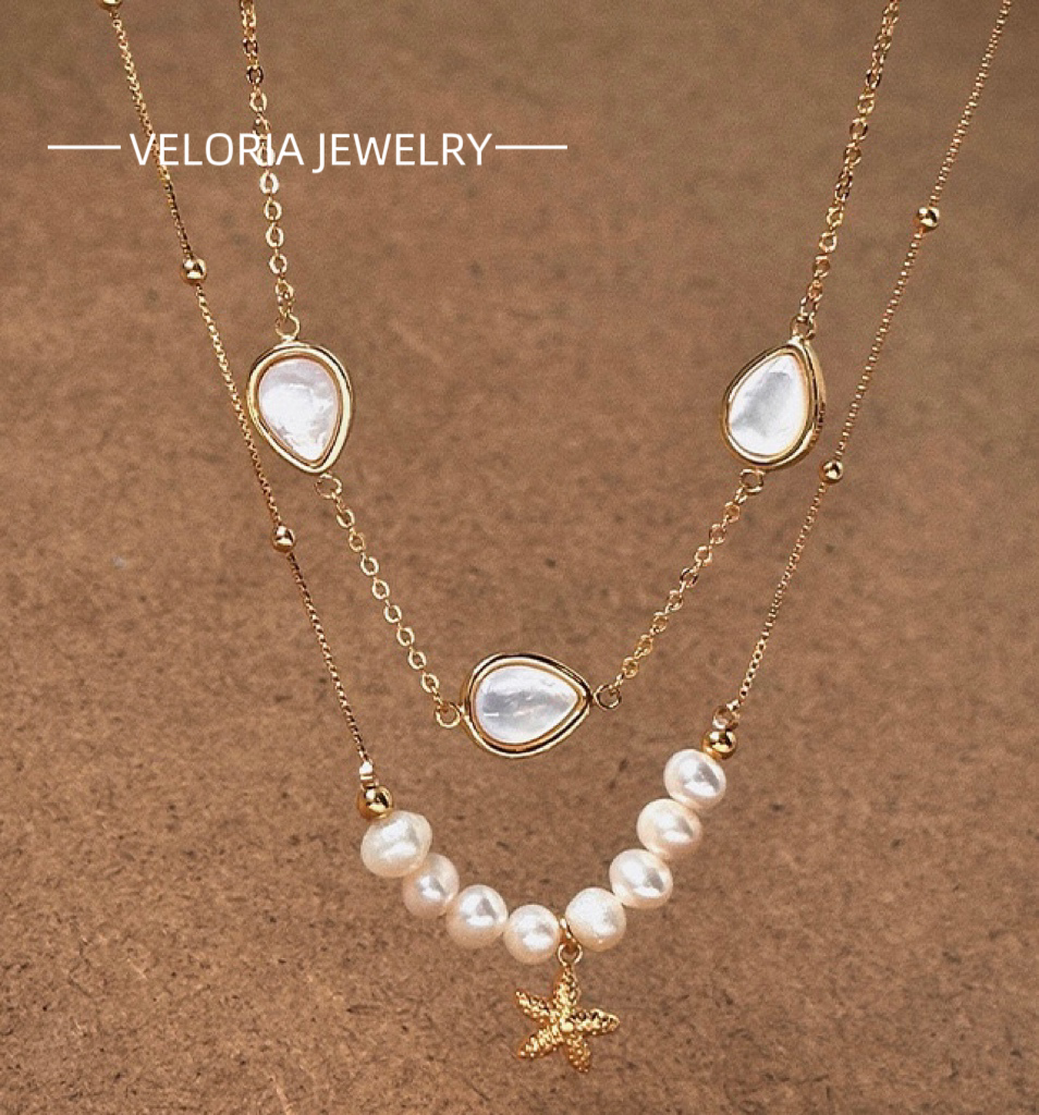 Vintage | 18K Copper Natural Shell Freshwater Pearl Necklaces