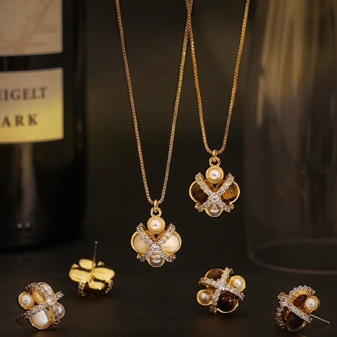 Fashion | 18K Copper Tiger's Eye Stone Necklaces and Earrings