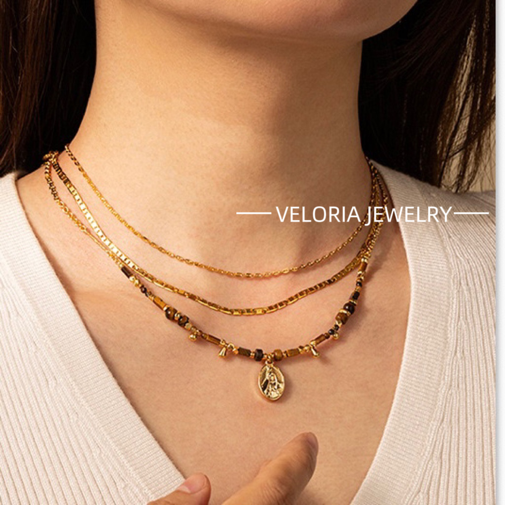 Fashion | 18K Copper Tiger's Eye Stone Agate Necklaces