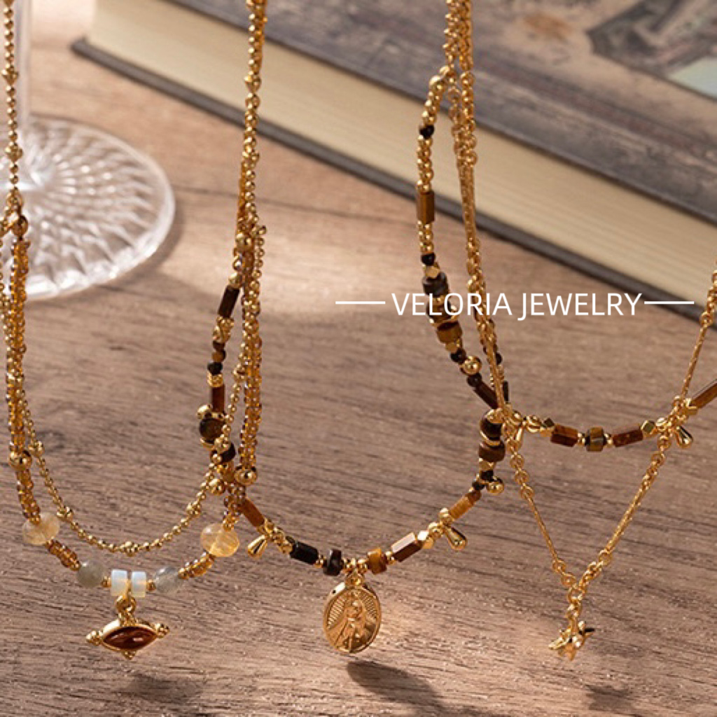 Fashion | 18K Copper Tiger's Eye Stone Agate Necklaces