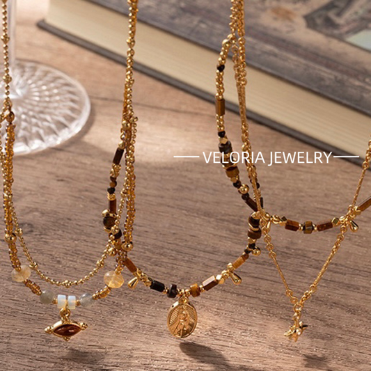 Fashion | 18K Copper Tiger's Eye Stone Agate Necklaces