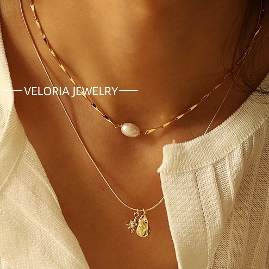 Simple | 18K Copper Freshwater Pearl Zircon Necklaces