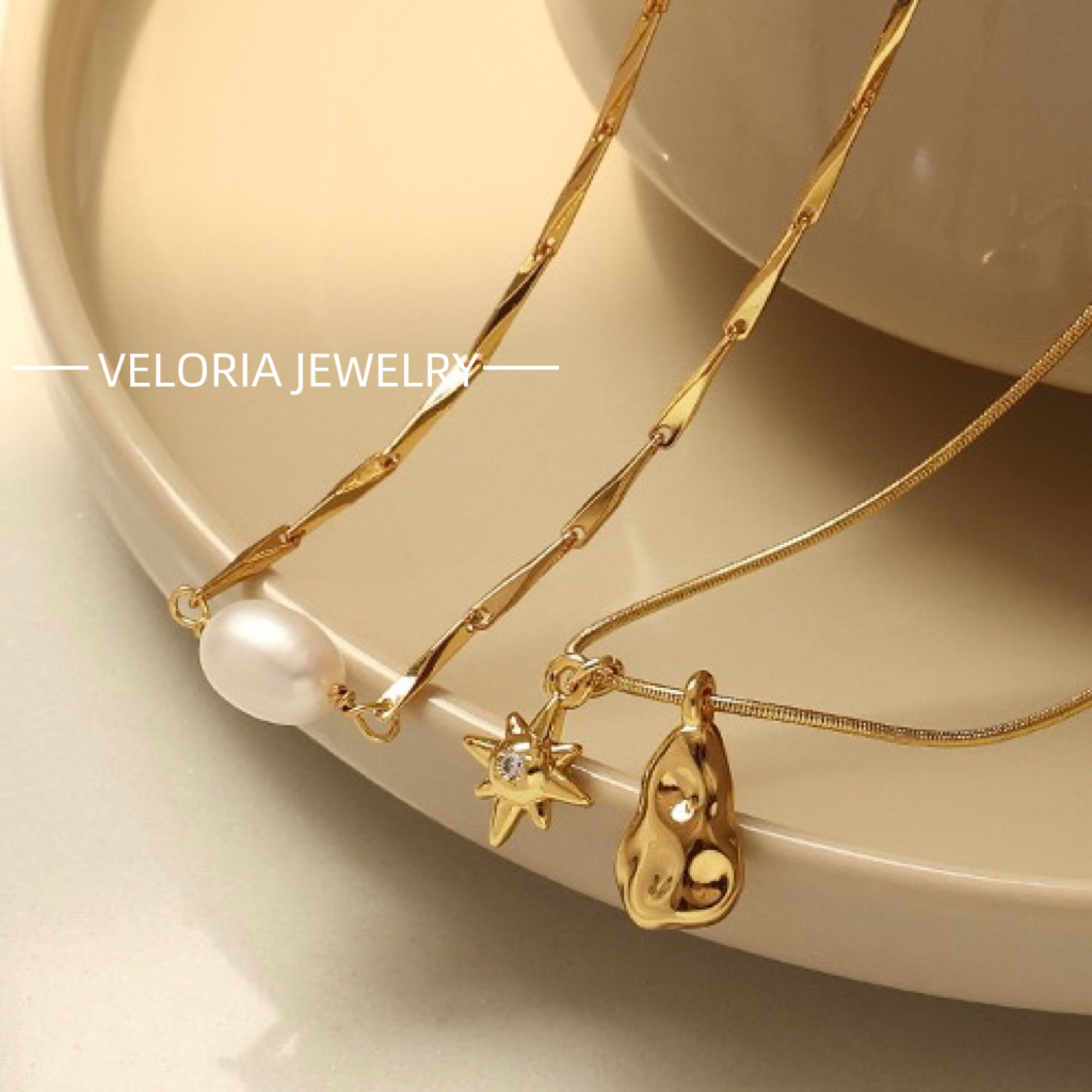 Simple | 18K Copper Freshwater Pearl Zircon Necklaces