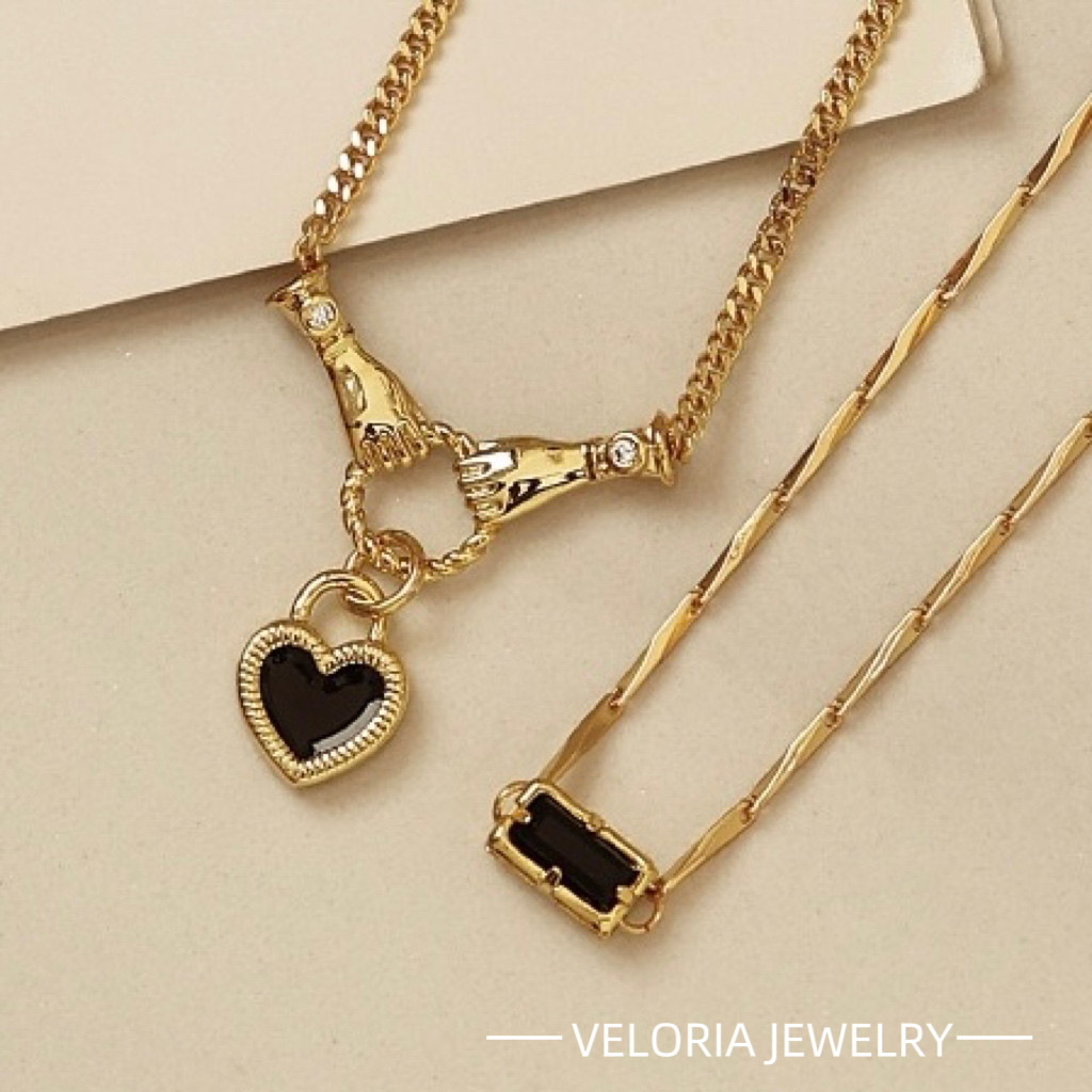 Fashion | 18K-Copper Heart-shaped Drip Oil Zircon Necklace