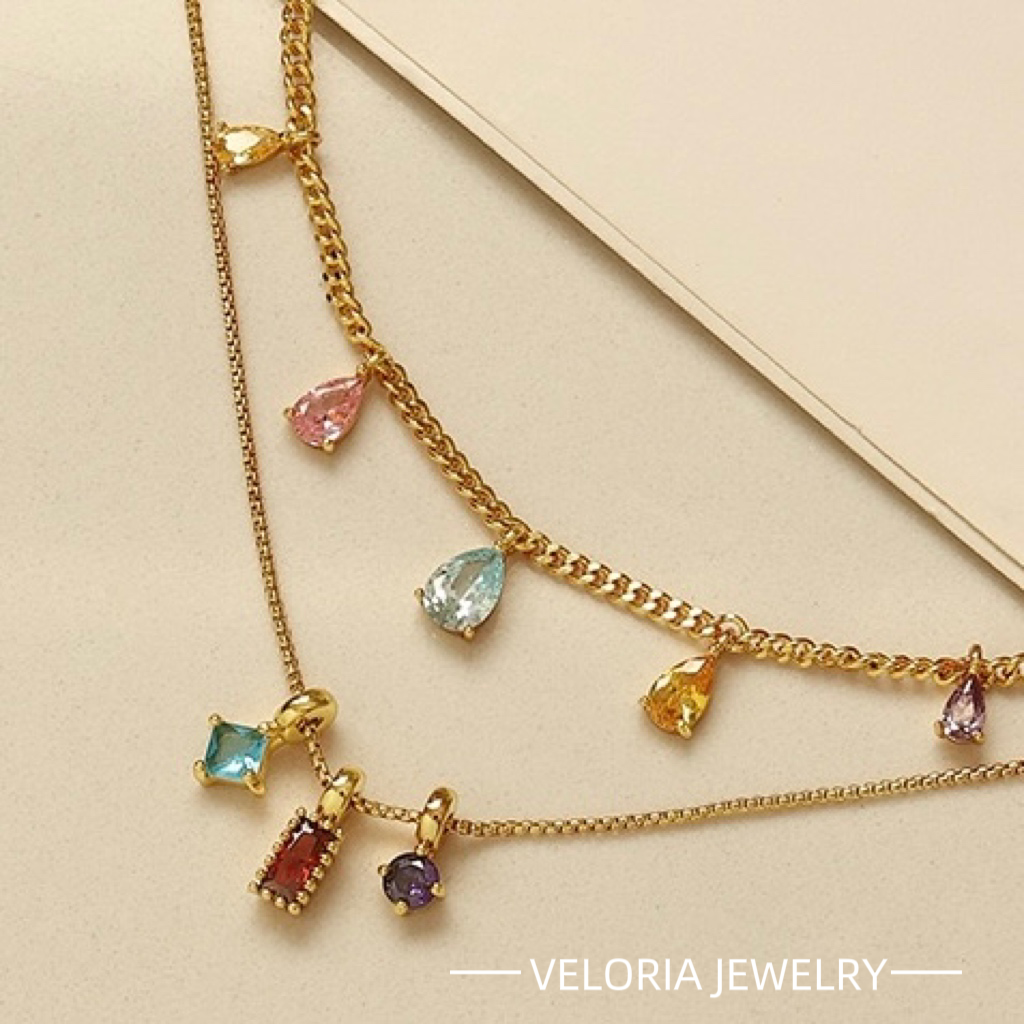 Fashion | 18K Copper Colorful Zircon Necklaces