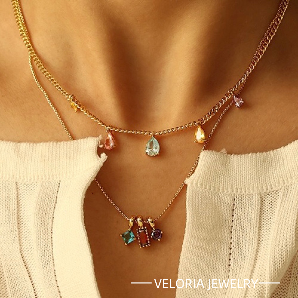 Fashion | 18K Copper Colorful Zircon Necklaces