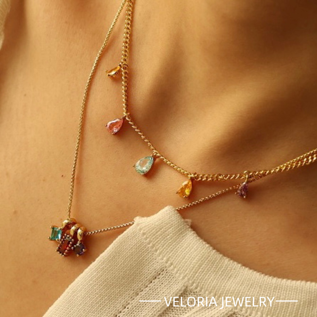 Fashion | 18K Copper Colorful Zircon Necklaces