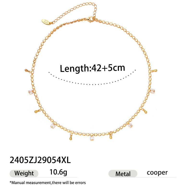 Fashion | Copper Simple Zircon Necklaces