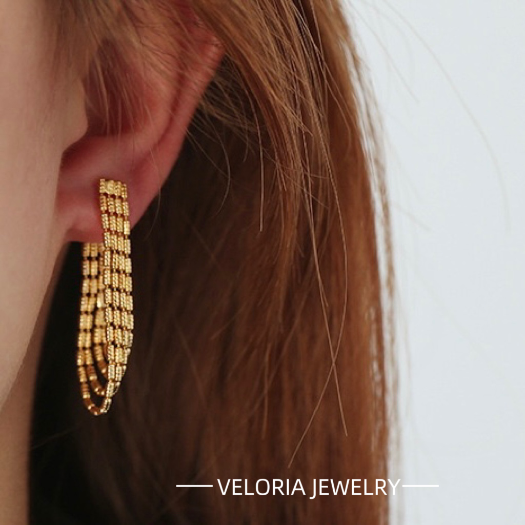 Fashion | 18K-gold Copper Tassel Earrings