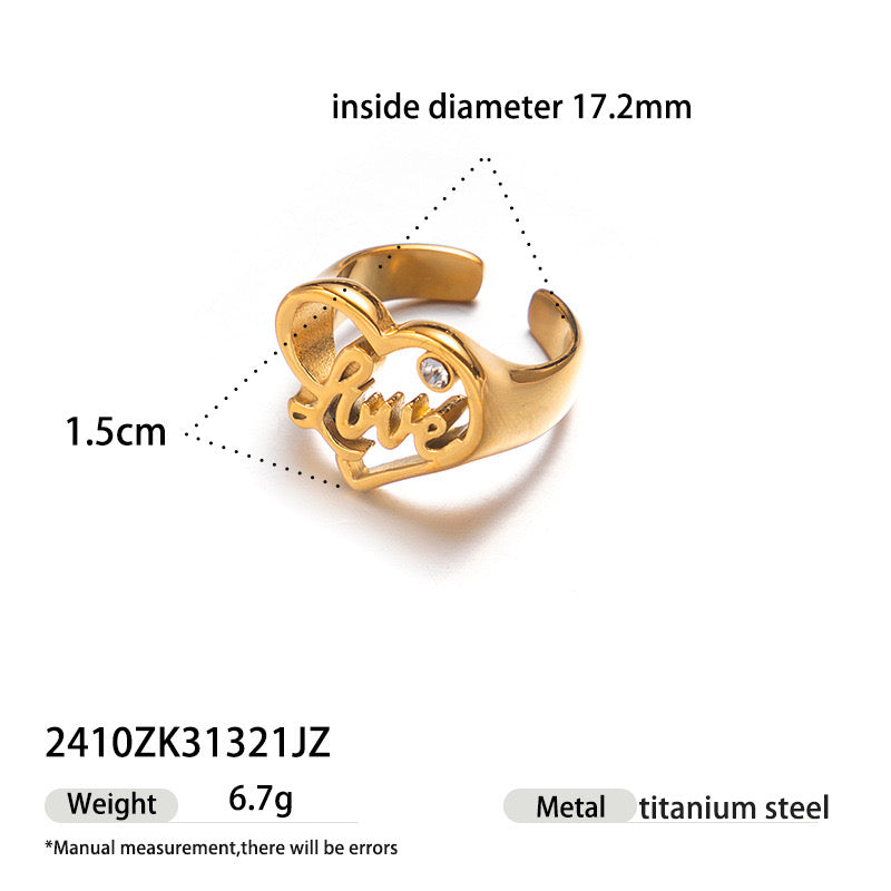 Fashion | Heart-shaped Wave Adjustable Ring