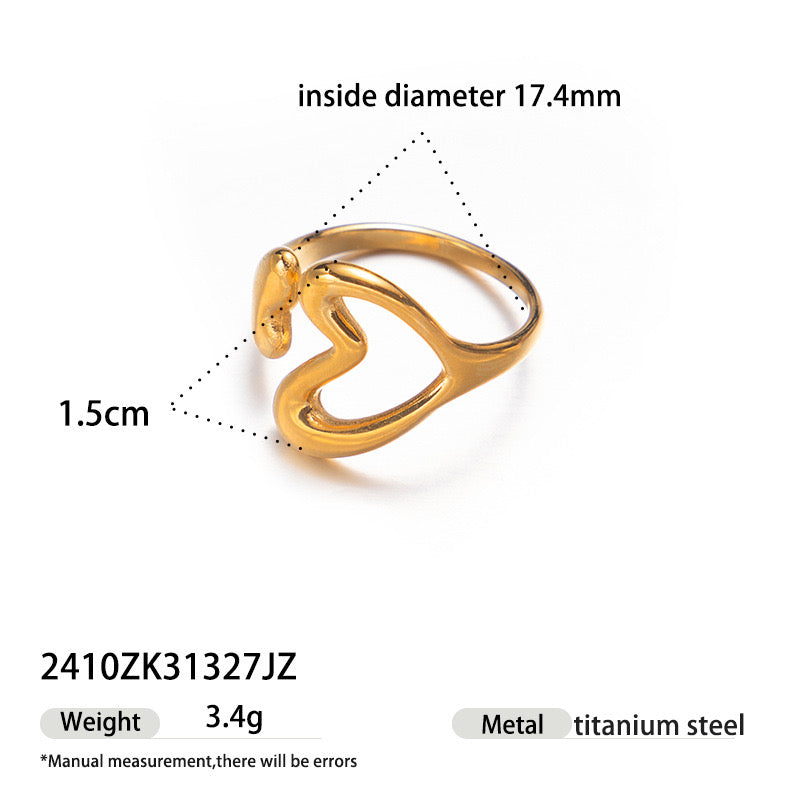 Fashion | Heart-shaped Wave Adjustable Ring