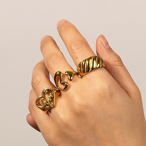 Fashion | Heart-shaped Wave Adjustable Ring