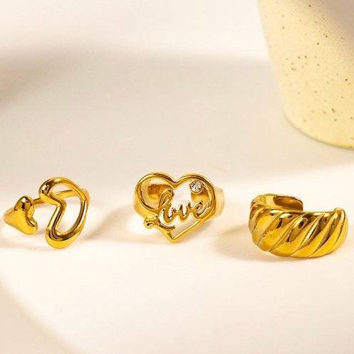 Fashion | Heart-shaped Wave Adjustable Ring