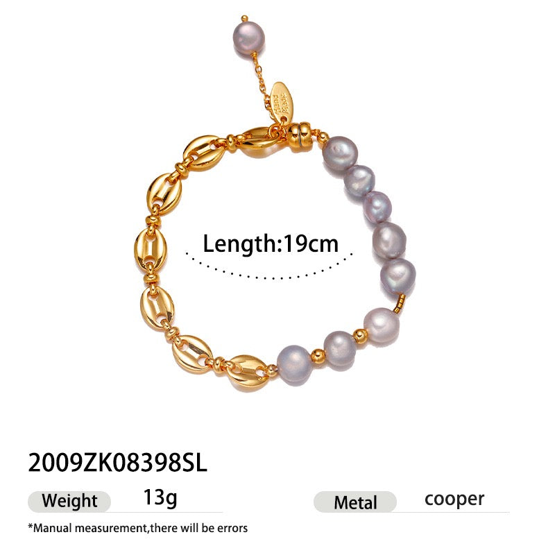 Fashion | Copper Natural Pearls Bracelet