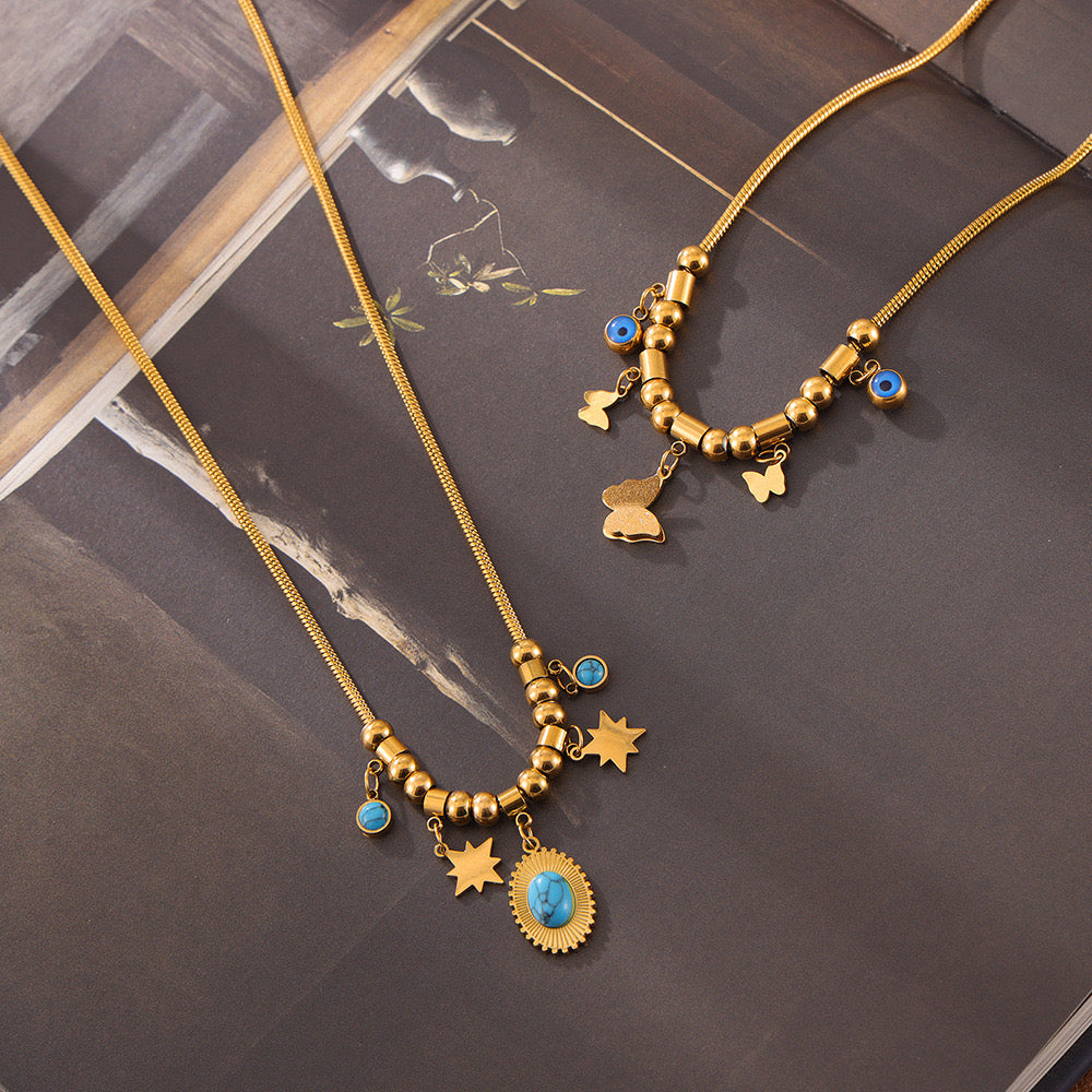 Fashion | Butterfly Natural turquoise Stone Necklaces