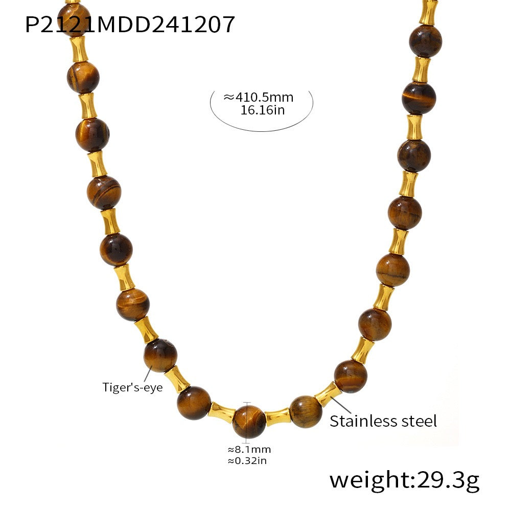 Fashion | Natural Tiger's Eye Stone Shell Pearl Agate Necklaces