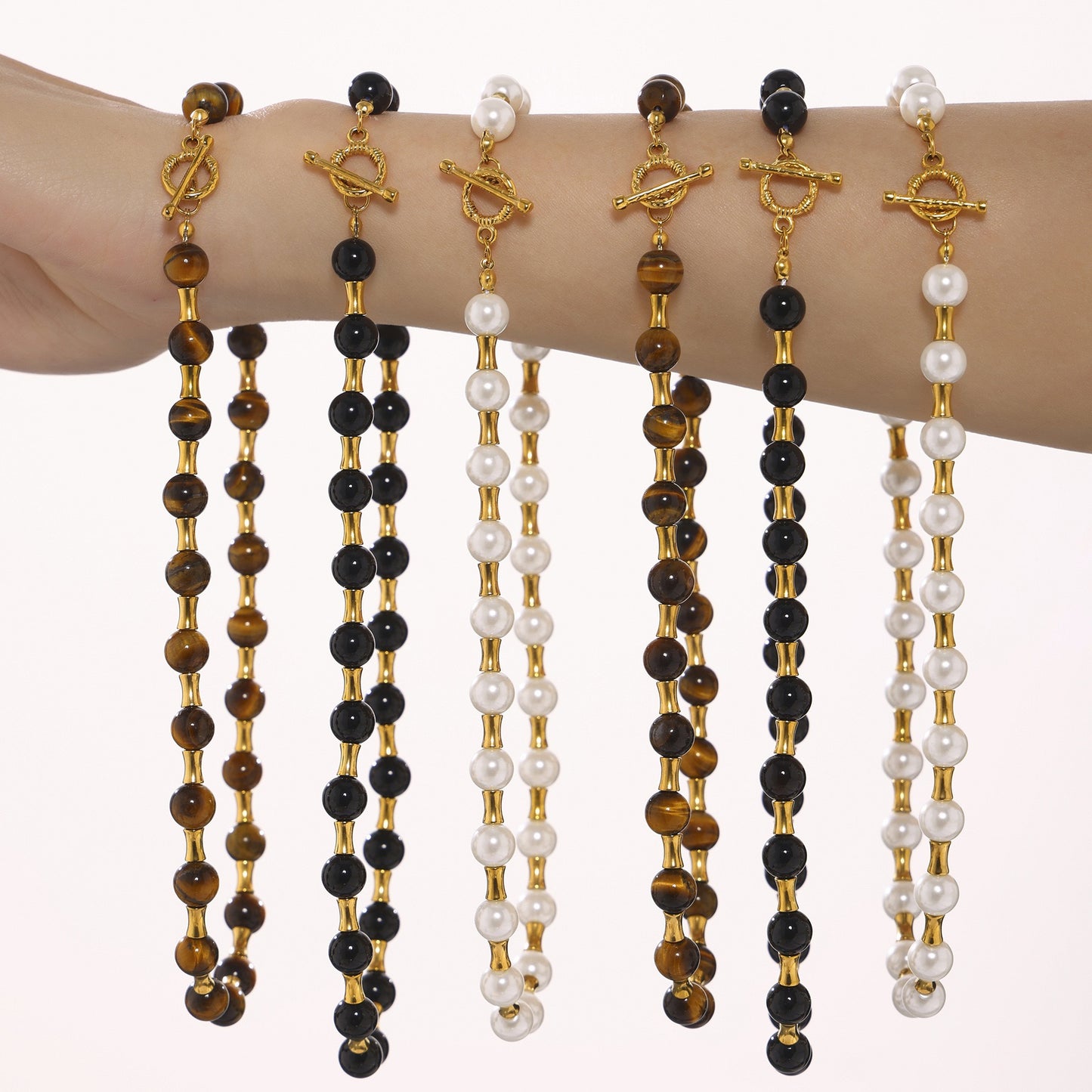 Fashion | Natural Tiger's Eye Stone Shell Pearl Agate Necklaces