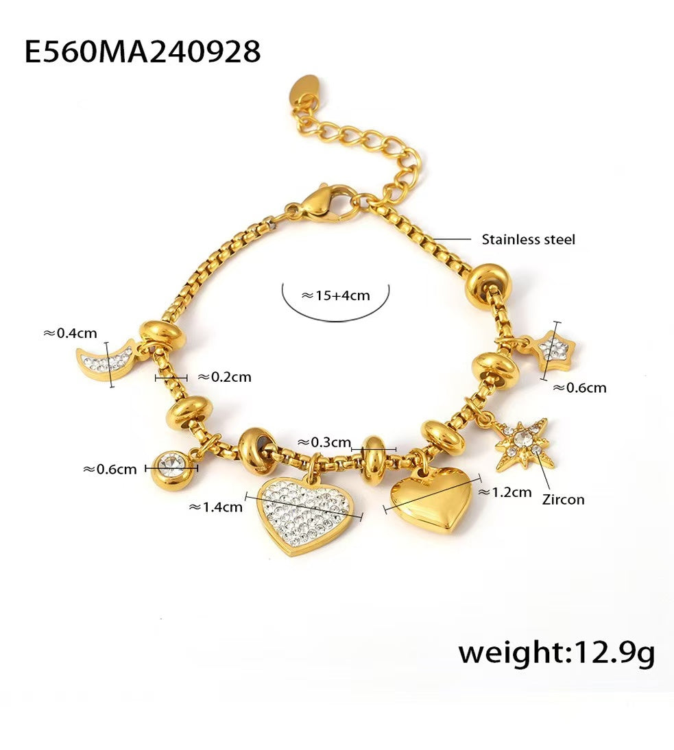 Fashion | 18K Zircon Heart-shaped Bracelet