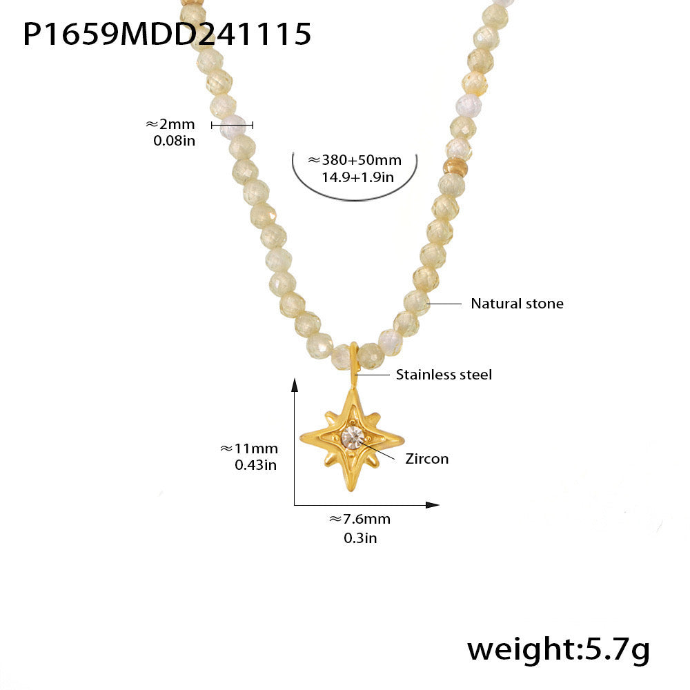 Fashion | 18K Eight-pointed Star Natural Stone Necklaces