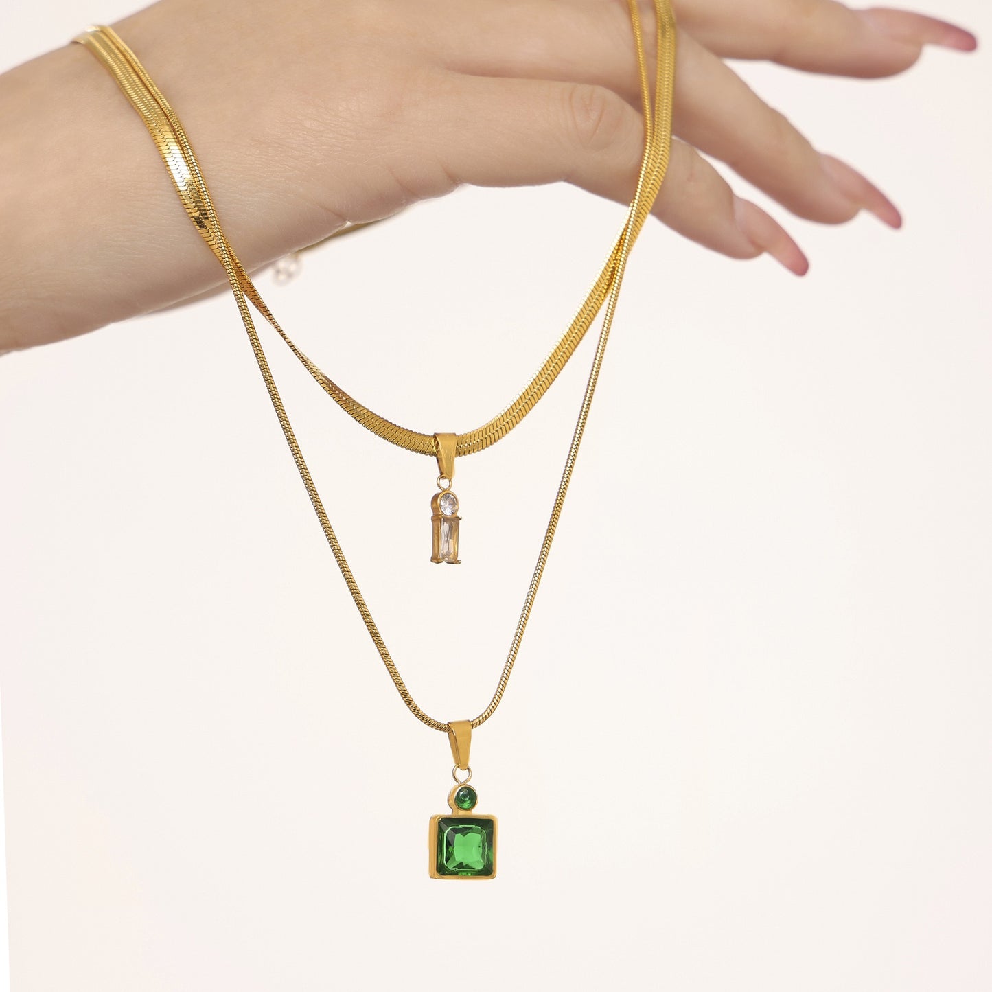 Fashion | Blade chain Zircon Double-Layered Necklaces