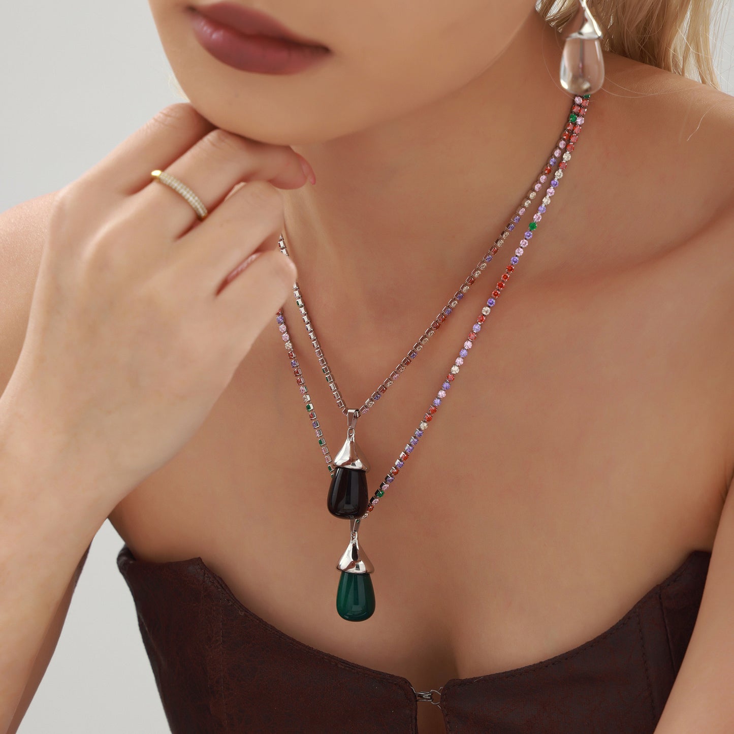 Fashion | Colorful Drip Rresin Zircon Necklaces