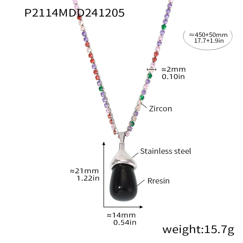 Fashion | Colorful Drip Rresin Zircon Necklaces