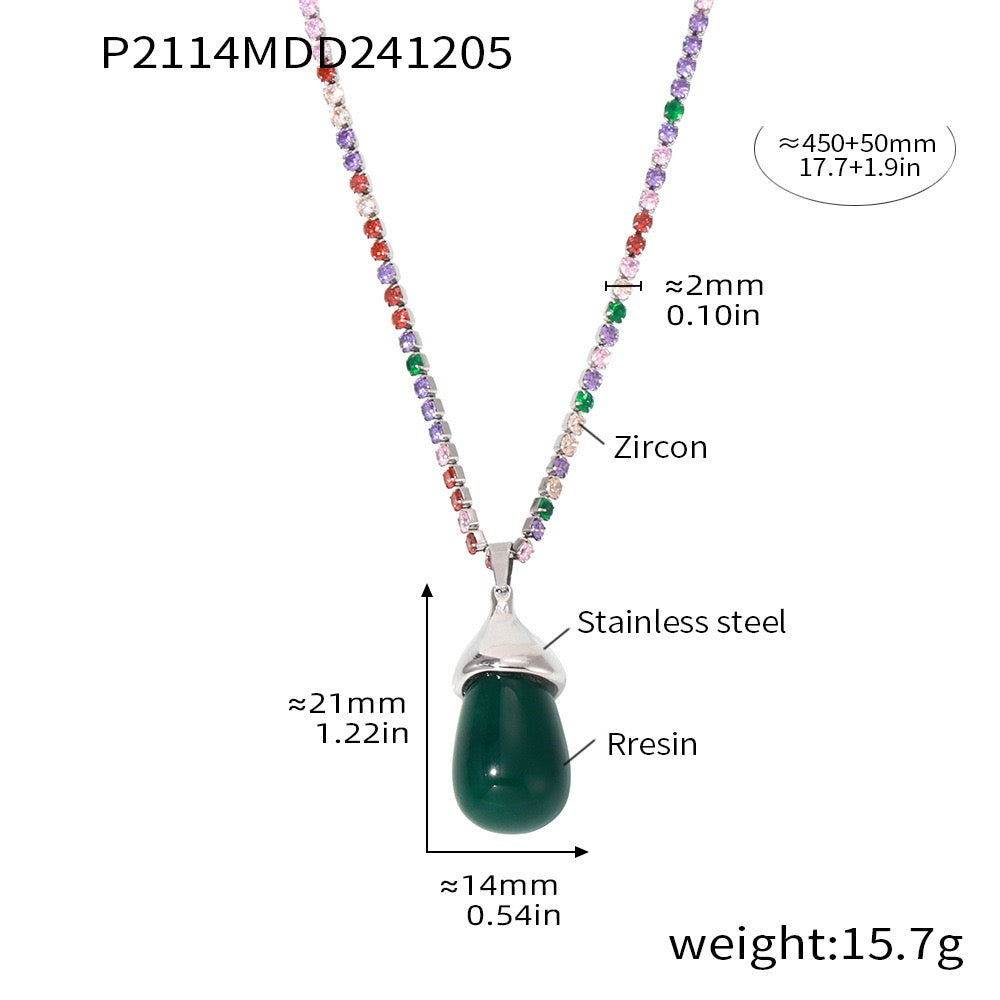 Fashion | Colorful Drip Rresin Zircon Necklaces