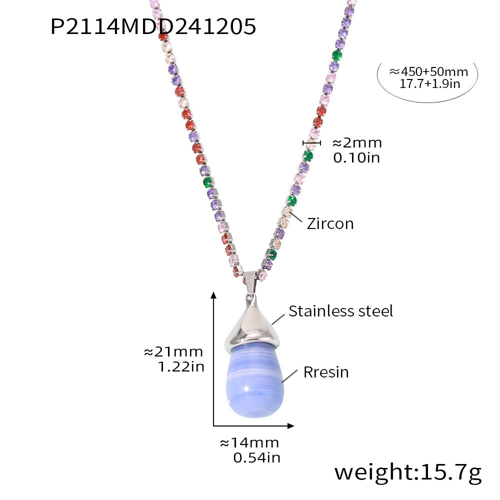 Fashion | Colorful Drip Rresin Zircon Necklaces