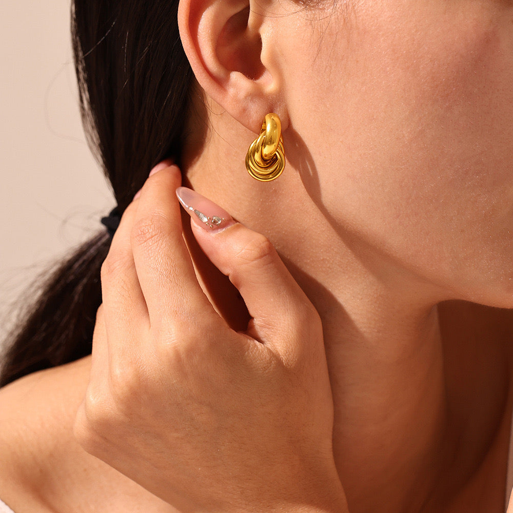 Simple | 18K-gold Circle Lines Earrings