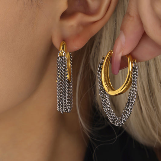 Fashion | Multi-layer chains Tassel Earrings