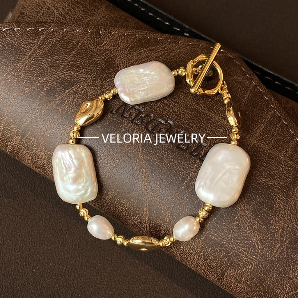 Baroque | Irregular Baroque Natural Freshwater Pearls OT Clasp Bracelet