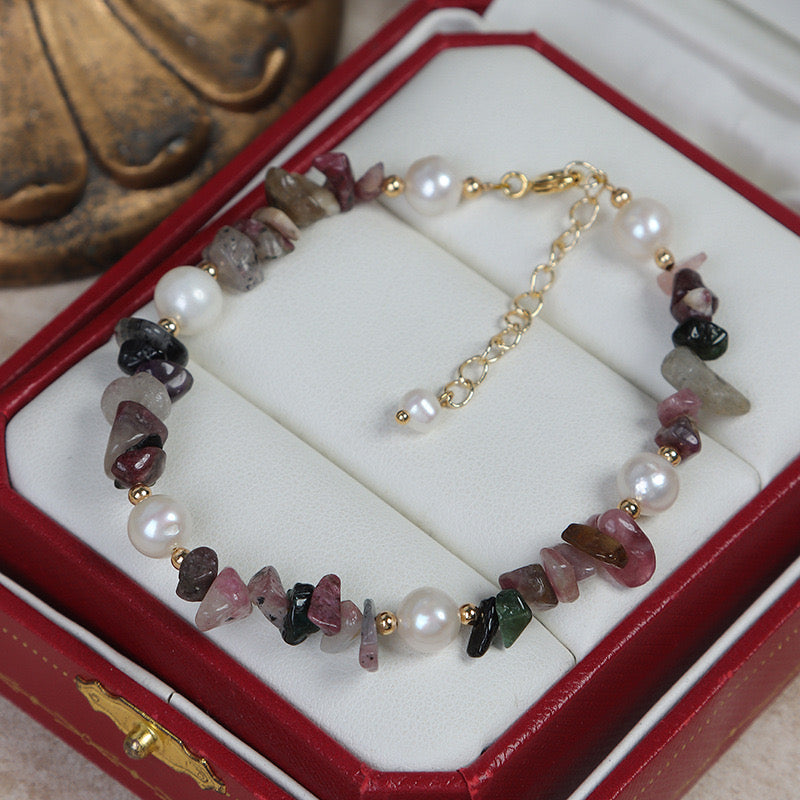 Resort-style | French Resort-style Freshwater Pearls Natural Stone Necklace and Bracelet