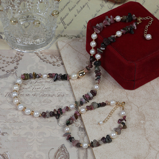 Resort-style | French Resort-style Freshwater Pearls Natural Stone Necklace and Bracelet