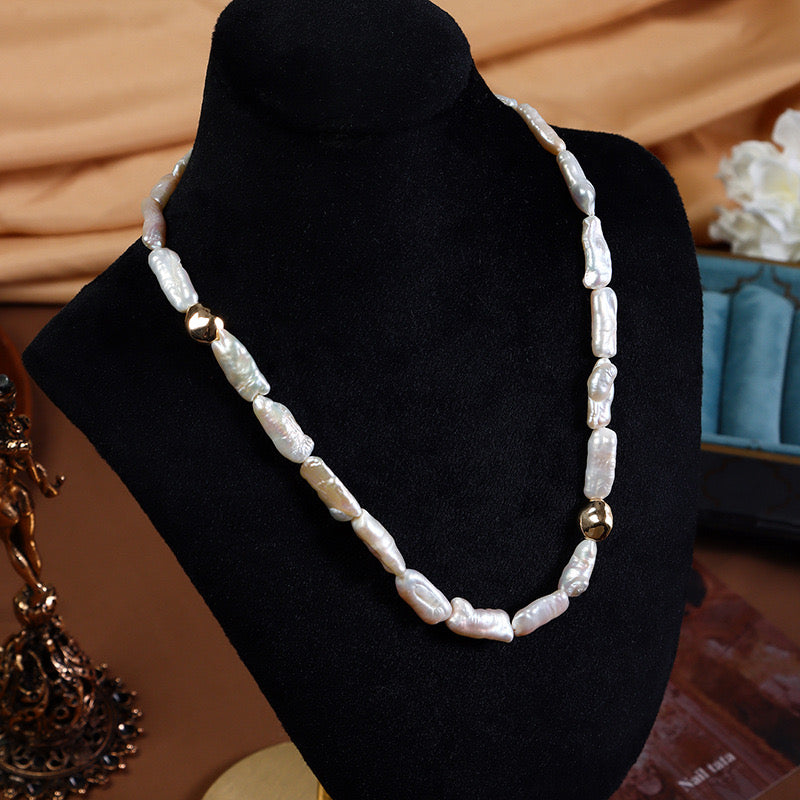 Baroque | Pipa beads Natural Baroque Freshwater Pearls OT Clasp Necklaces