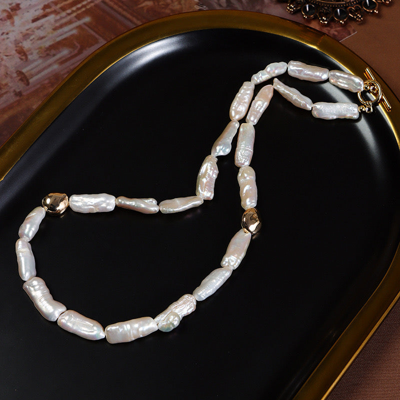 Baroque | Pipa beads Natural Baroque Freshwater Pearls OT Clasp Necklaces