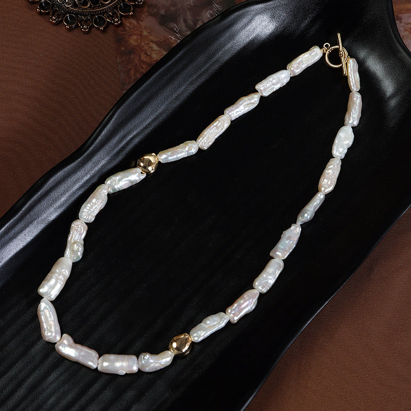 Baroque | Pipa beads Natural Baroque Freshwater Pearls OT Clasp Necklaces