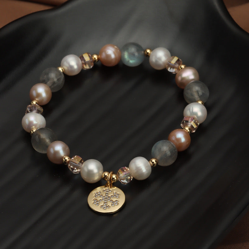 Elegant | Natural Freshwater Pearls Crystal Moonstone Bracelet