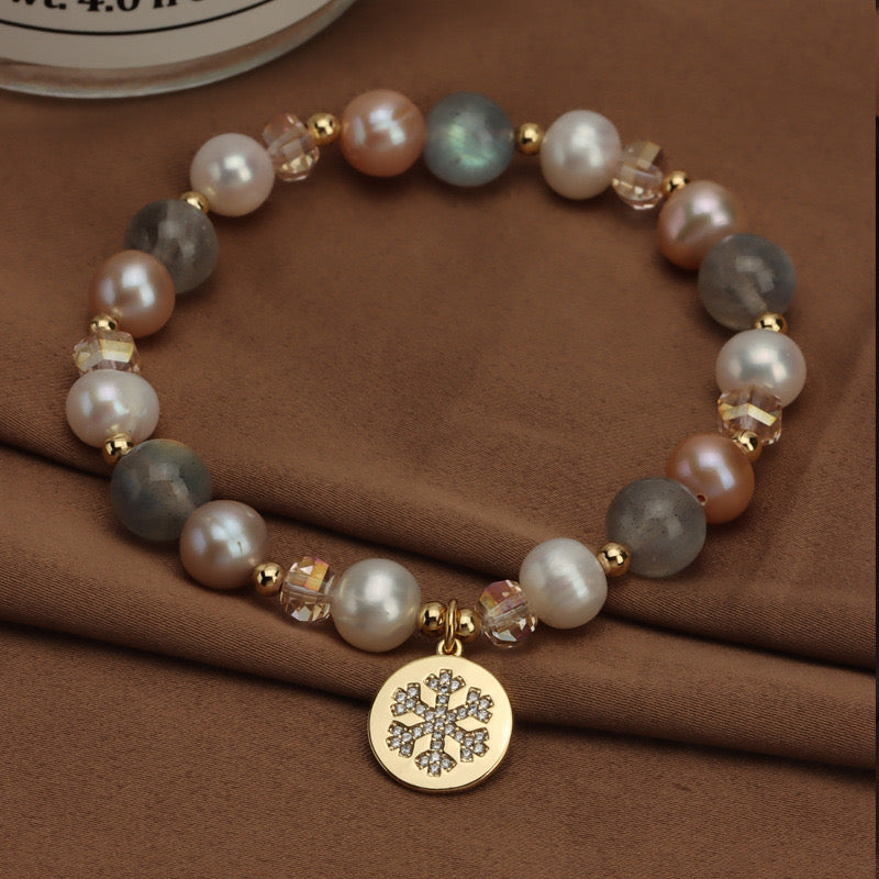 Elegant | Natural Freshwater Pearls Crystal Moonstone Bracelet