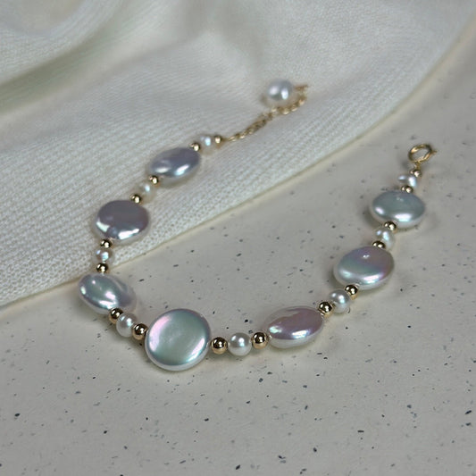 Elegant | Natural oblate Baroque pearls Bracelet